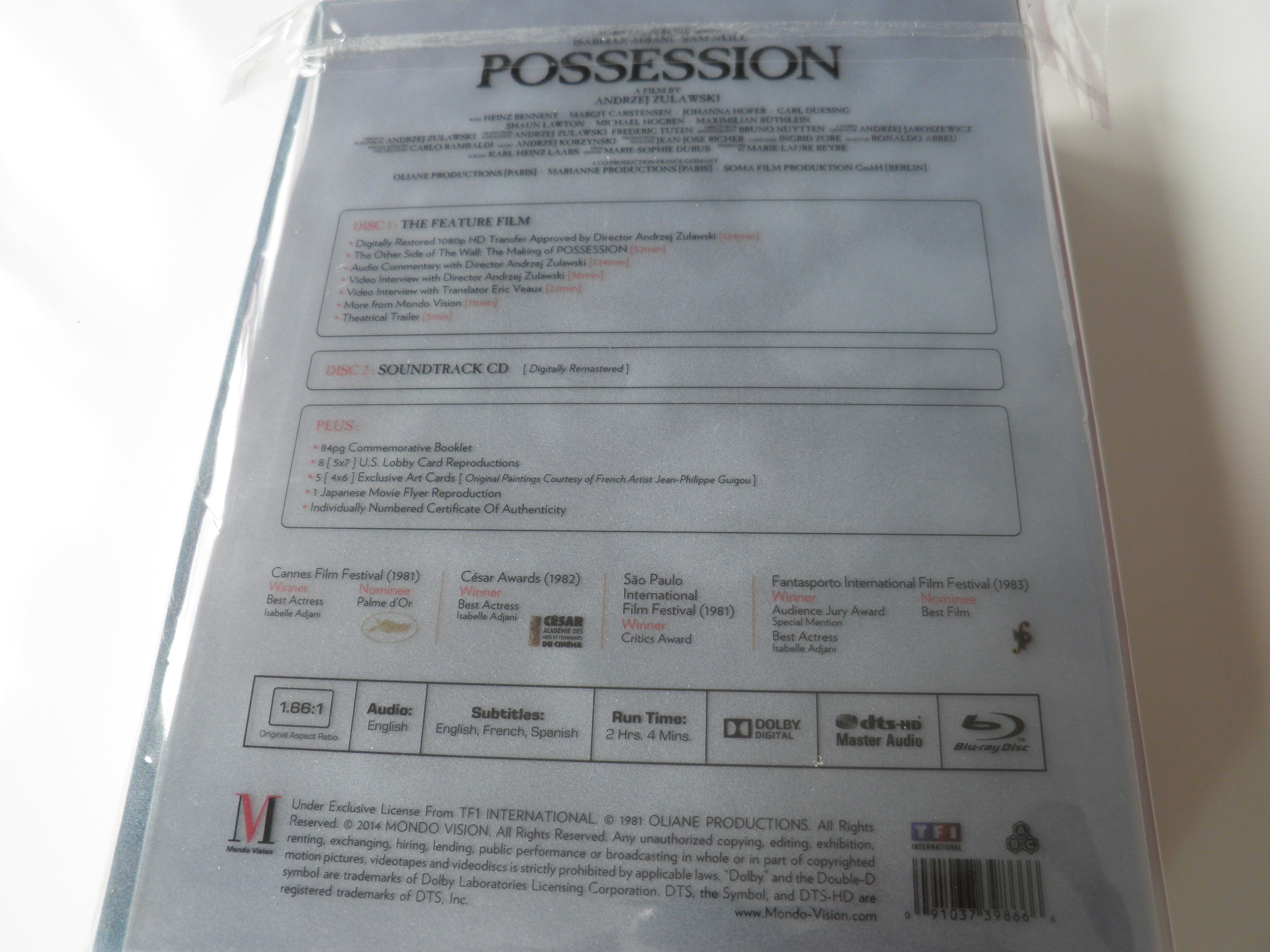Possession Blu-ray Mondo Vision Limited and Numbered Edition