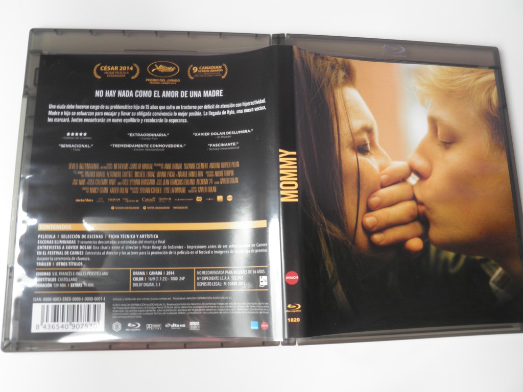 Portada y contraportada Blu-ray Mommy Edición Cameo/Avalon