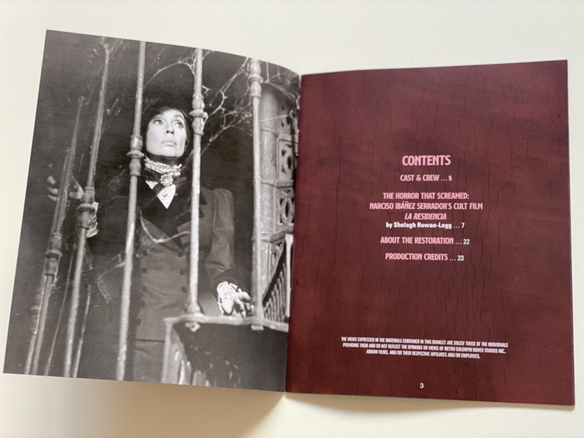 Contenidos del libreto Blu-ray limitado de La residencia (The House that Screamed)