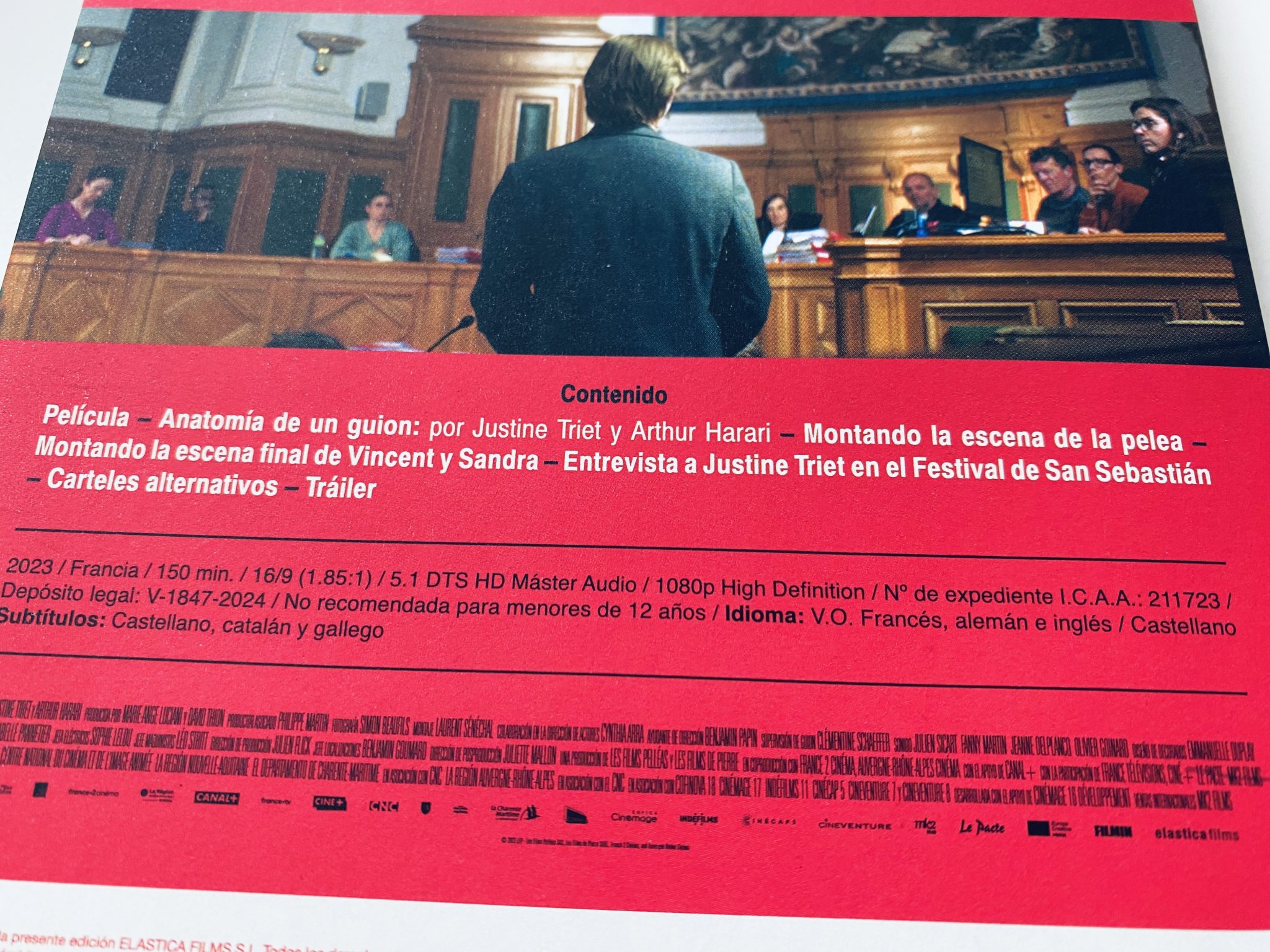 Blu-ray Anatomía de una caída detalle inferior contraportada digipack