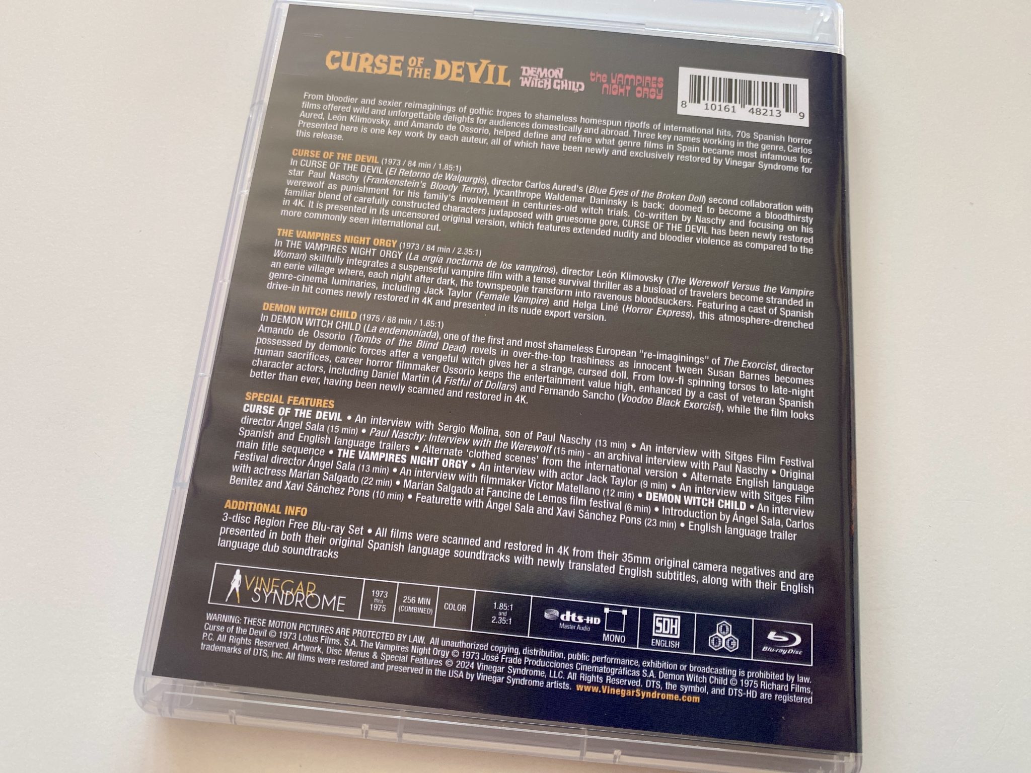 Pack Blu-ray Fantaterror Español por Vinegar Syndrome - contraportada amaray