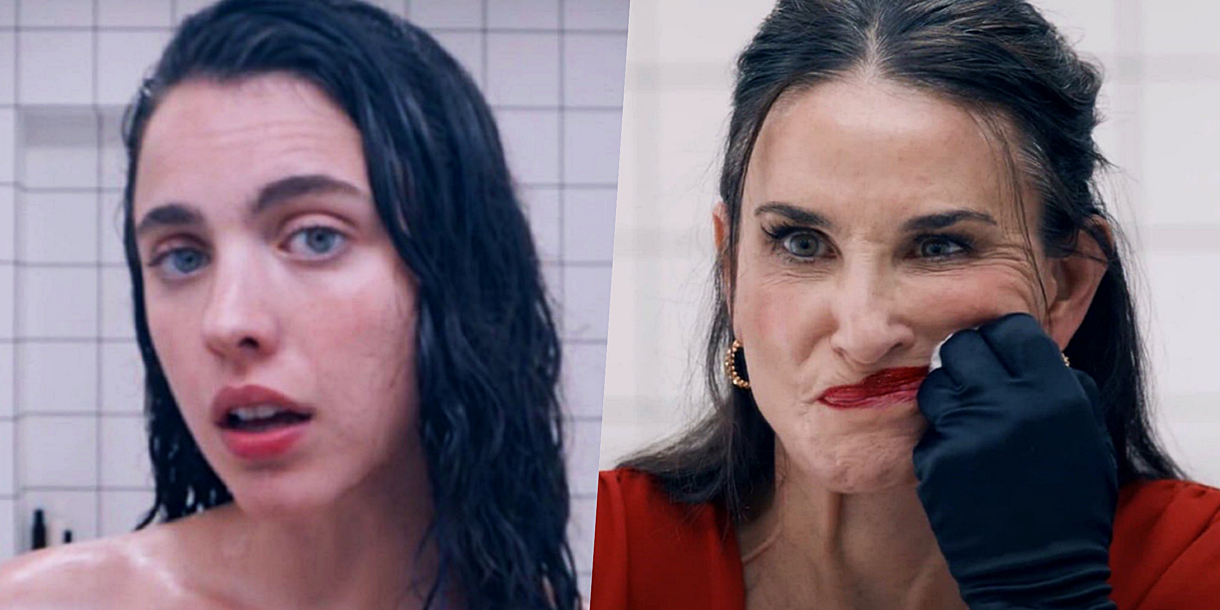 Margaret Qualley y Demi Moore en La sustancia