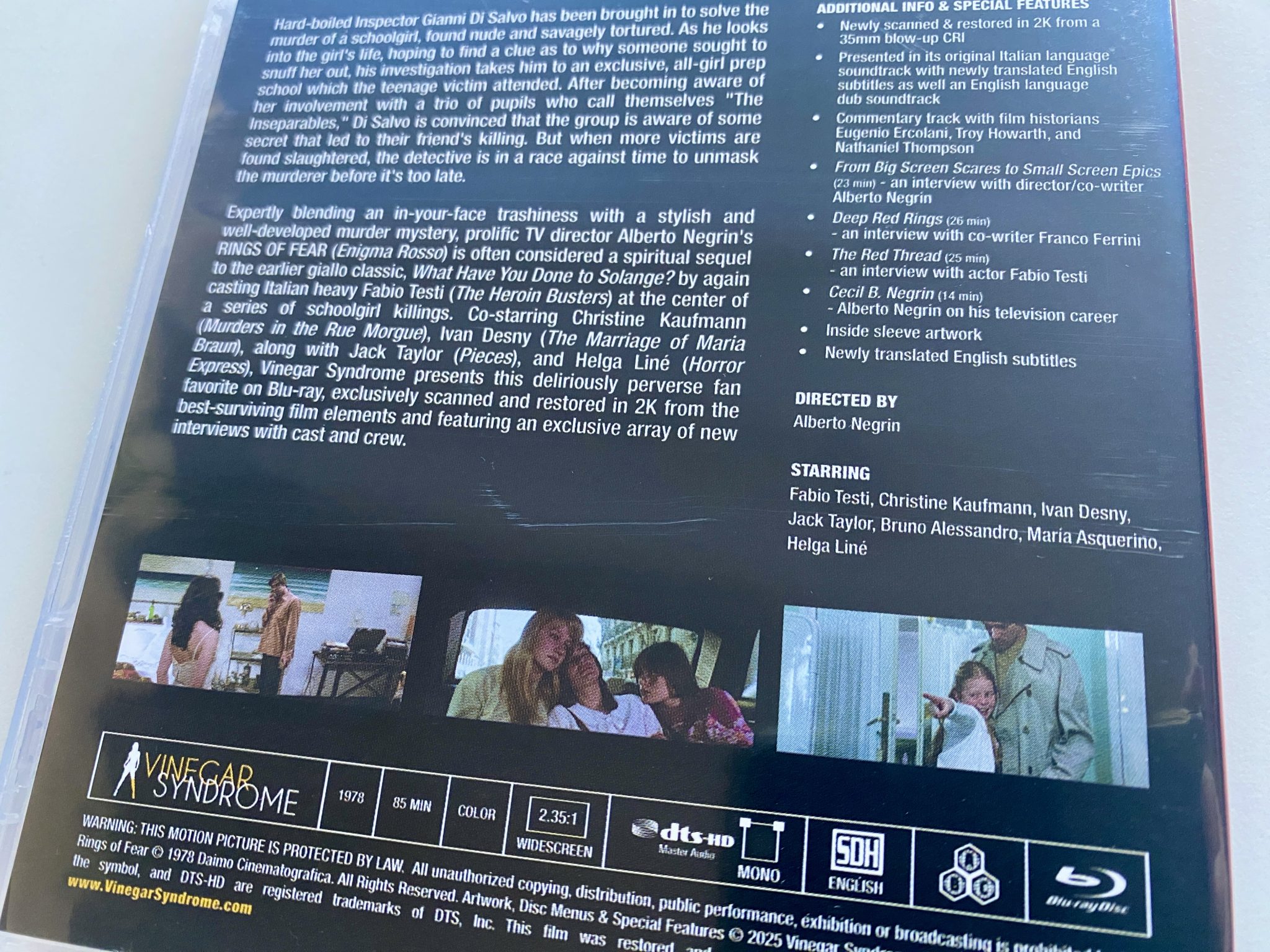 Forgotten Gialli Volume 8 box set - Rings of Fear contraportada