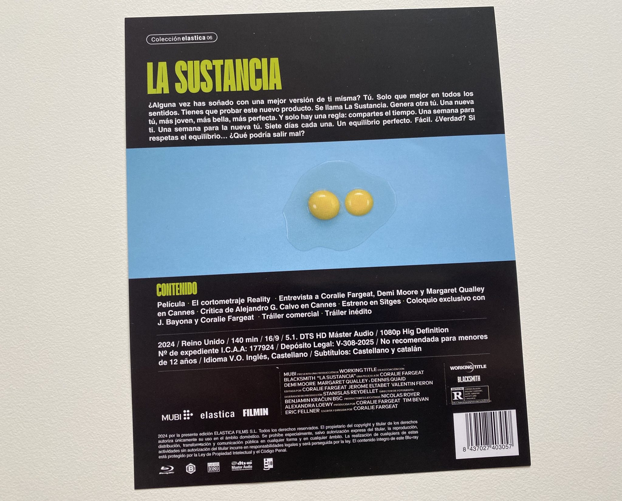 La sustancia Blu-ray Elastica - hoja de características