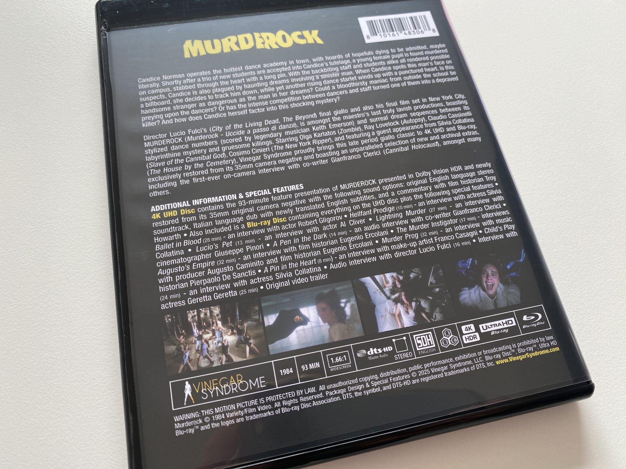 Murderock 4K Vinegar Syndrome - contraportada amaray