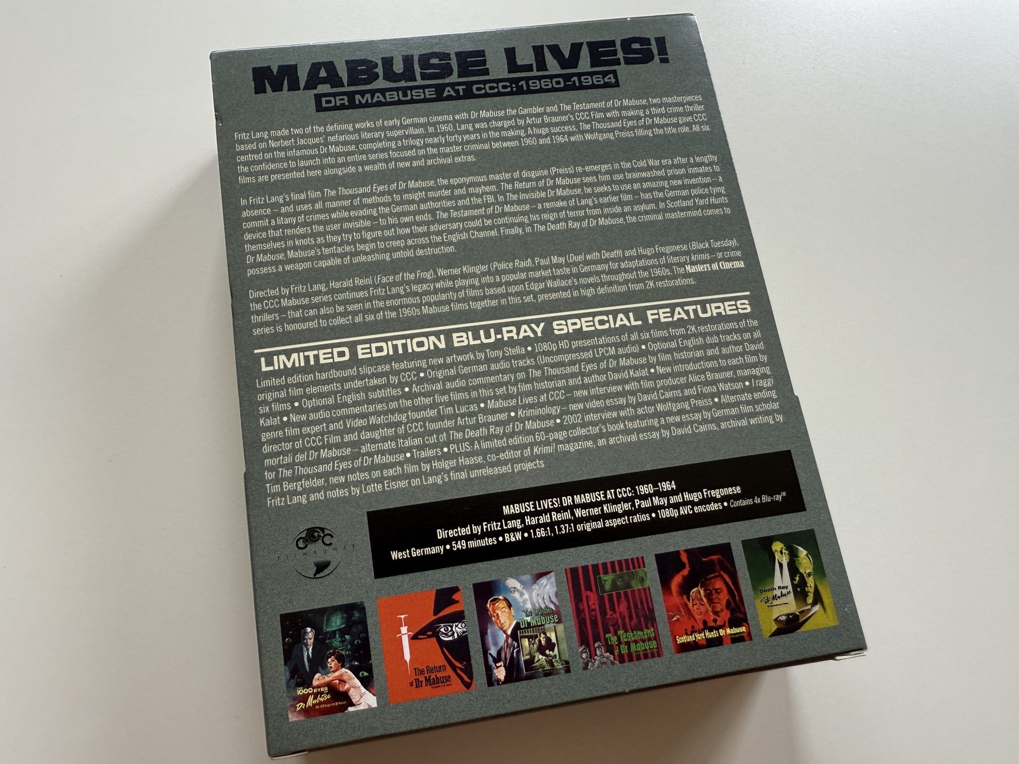 Pack Blu-ray Mabuse Lives! Eureka - Back J-card