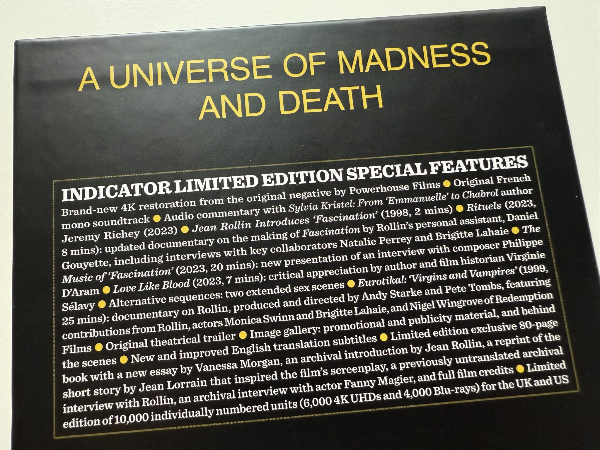 Fascination 4K Ultra HD Indicator - Back cover detail