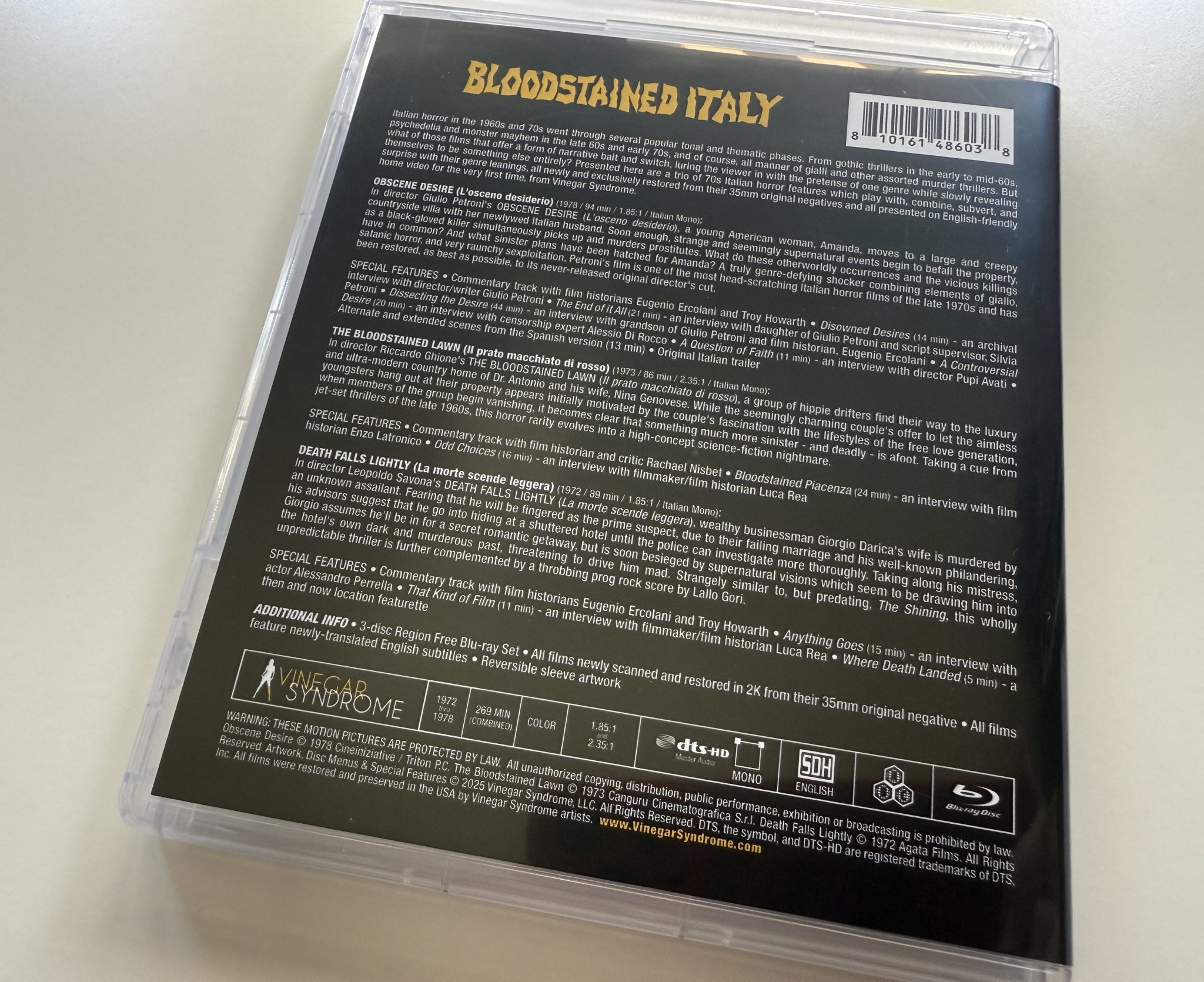 Bloodstained Italy Blu-ray set - Amaray back cover