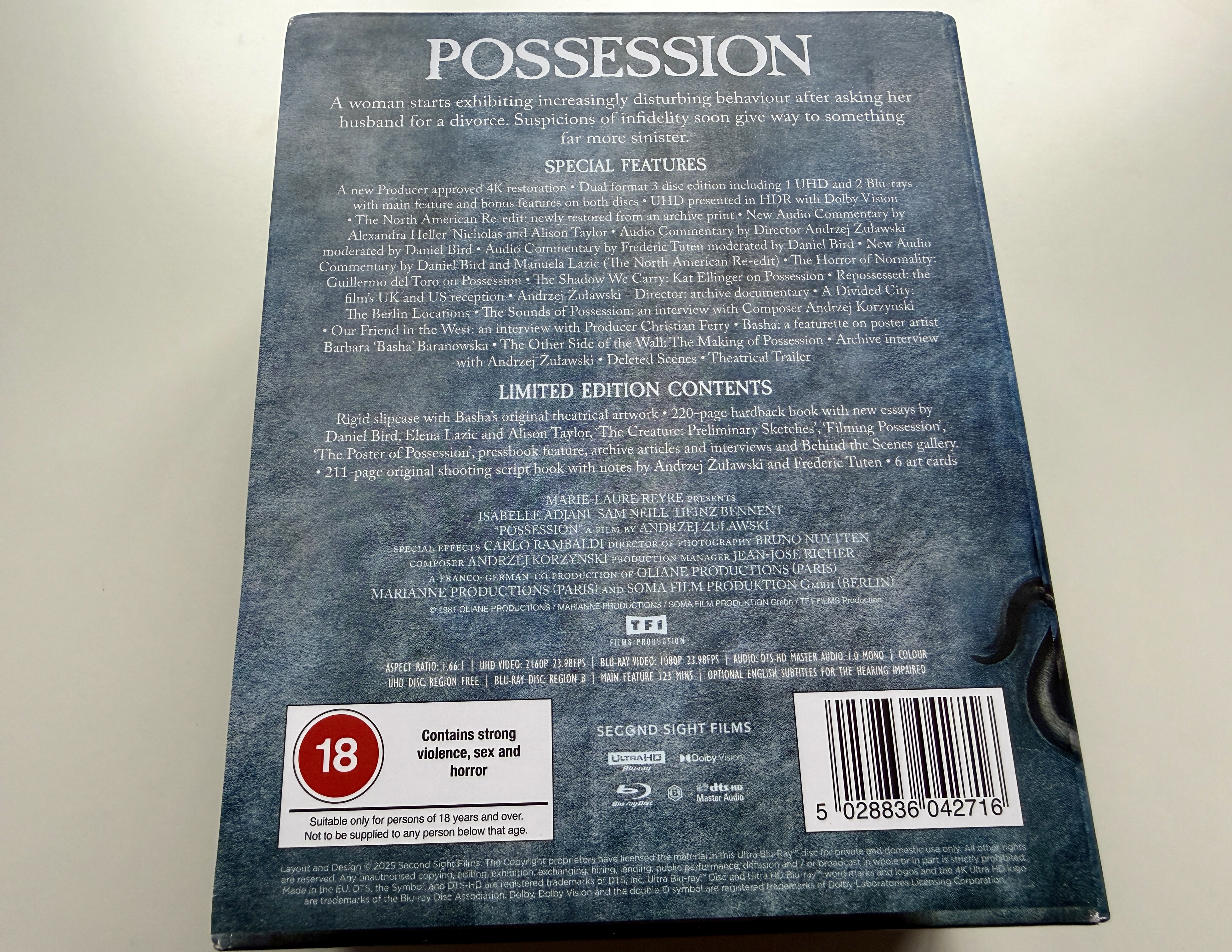 Possession Limited Edition Box Set 4K - Second Sight - Back&J-Card