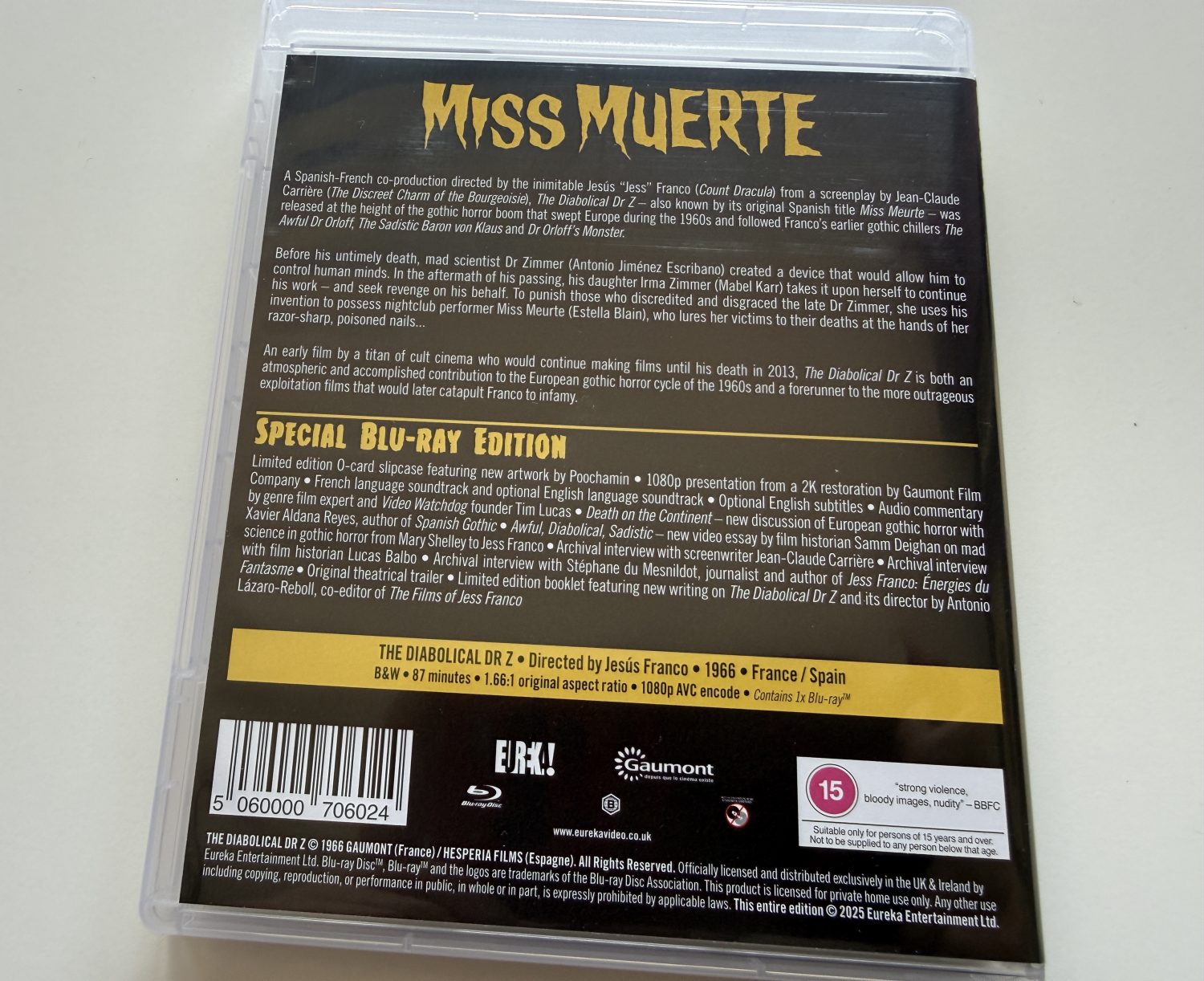 The Diabolical Dr Z Blu-ray - Amaray back