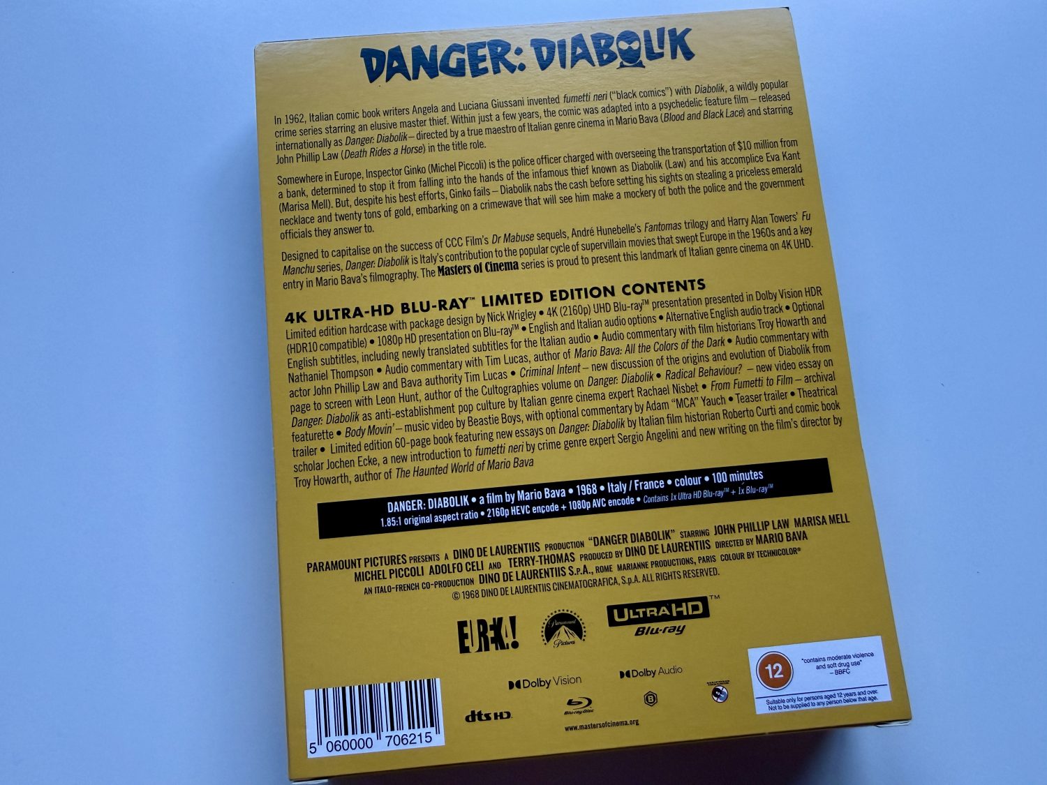 Danger: Diabolik 4K Eureka - Back cover J-card