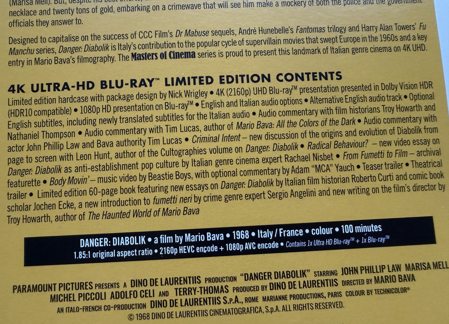 Danger: Diabolik 4K Eureka - Disc specifications