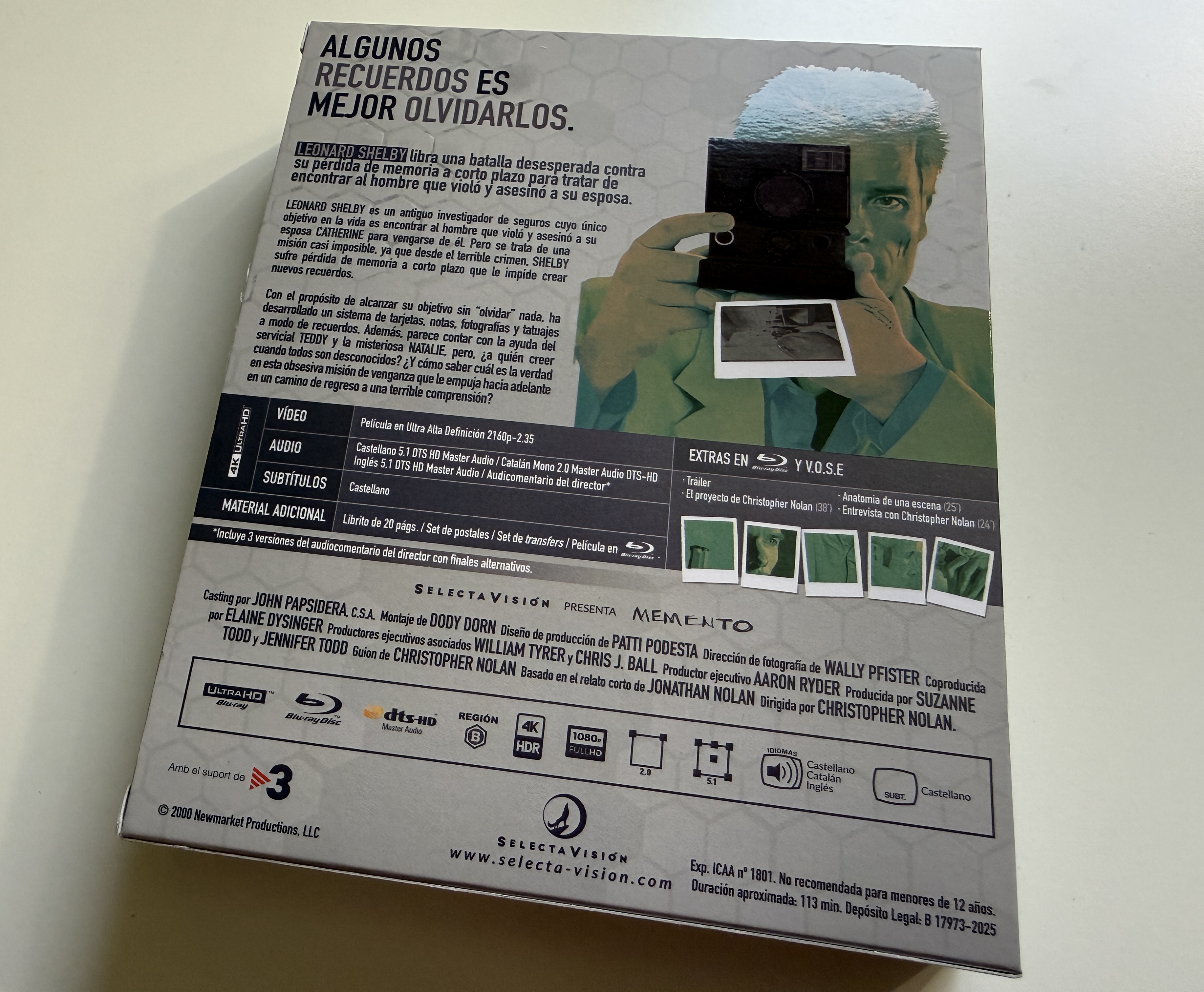 Memento 4K Selecta Vision - Contraportada