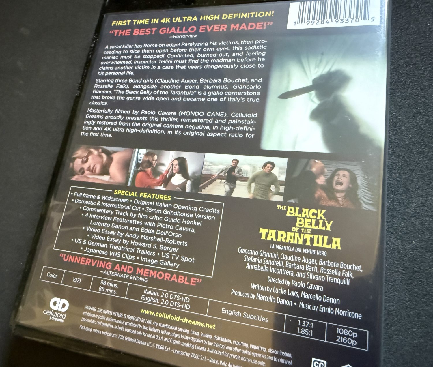 The Black Belly of the Tarantula 4K box - Amaray back cover