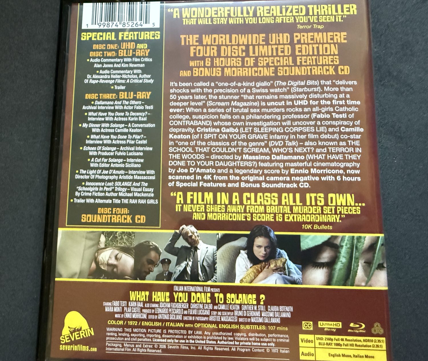 What Have You Done To Solange? 4K Box Set - Amaray back